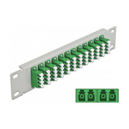 DeLOCK Patchpanel de fibra óptica 10 pulg 12 puertos LC Quad verde 1U gris