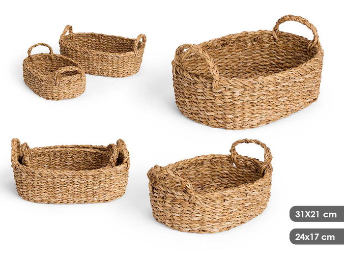 Giftdecor Set 2 Cestos Ovalados con Asas 35x22x15 cm de Alga de Mar Marron (Set de 6) Giftdecor Set 2 Cestos Ovalados con Asas 35x22x15 cm de Alga de Mar Marron (Set de 6)