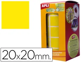 Apli Gomets Autoadhesivos Cuadrados 20x20 mm Amarillo Rollo 1770 Unidades