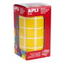 Apli Gomets autoadhesivos cuadrados amarillos 20x20 mm, rollo de 1770 unidades