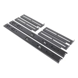 Unykach UK52094 - Kit de Carriles Rack (Par) para Armario Rack, Telescópicos, Capacidad 4U y 35 kg, Incluye Tornillería, Color Negro