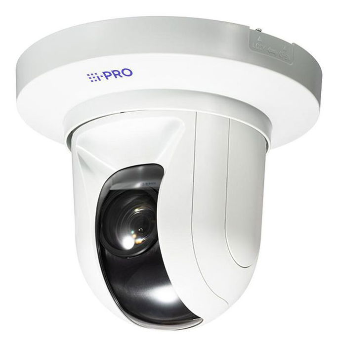 i-PRO Cámara PTZ Interior 2MP 1080p Full HD Lente 4.0 mm a 84.6 mm Zoom Óptico 21x 144dB WDR Detección IA Estabilización PoE Color Blanco