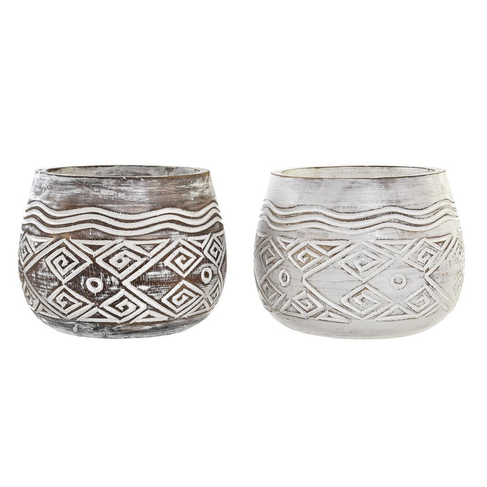 DKD Home Decor Macetero Albasia Envejecido Surtido de 2 Unidades