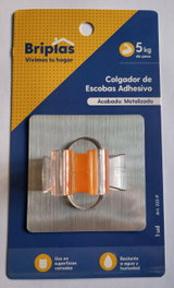 BRIPLAS Colgador de Escobas Plástico Adhesivo Transparente