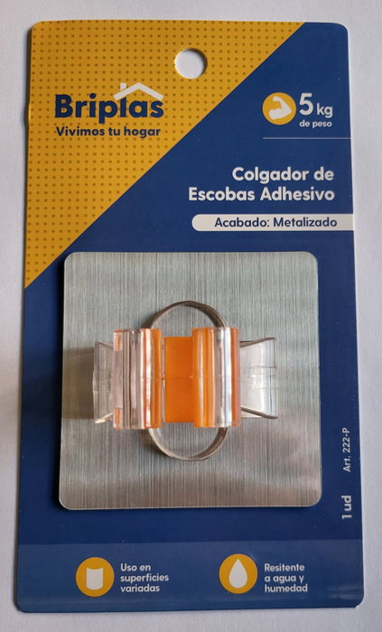 BRIPLAS Colgador de Escobas Plástico Adhesivo Transparente BRIPLAS Colgador de Escobas Plástico Adhesivo Transparente