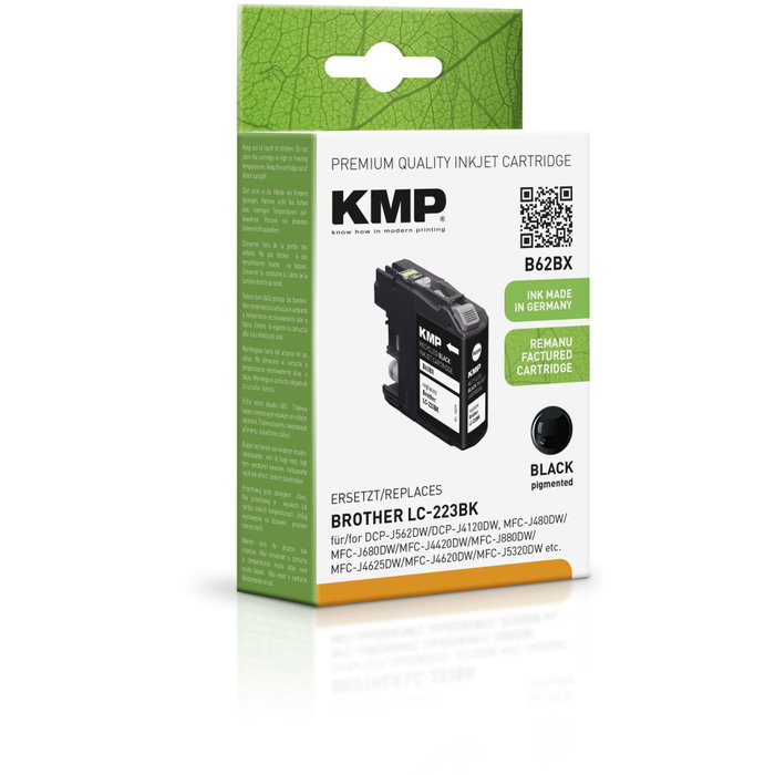 KMP B62BX Cartucho de tinta negro compatible con Brother LC-223 BK