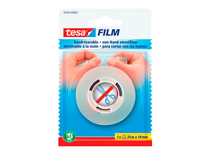 Tesa Cinta Adhesiva Tesafilm Sin Tijeras, Transparente para Embalar, Película de Polipropileno, 25 m x 19 mm Tesa Cinta Adhesiva Tesafilm Sin Tijeras, Transparente para Embalar, Película de Polipropileno, 25 m x 19 mm