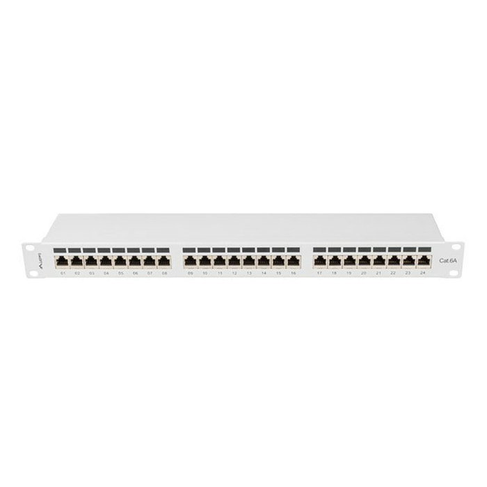 Lanberg Patch Panel 24 puertos 1U 19 pulg. Cat. 6A FTP blindado gris Lanberg Patch Panel 24 puertos 1U 19 pulg. Cat. 6A FTP blindado gris