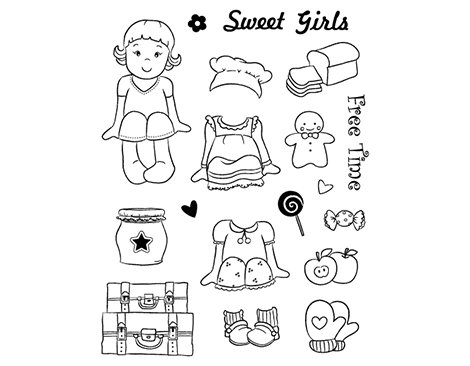 Innspiro Set sellos acrílicos Niña: Crea su vestuario 14x18cm