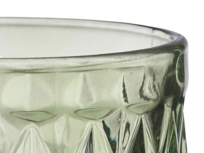 Vivalto Vaso Diamante Verde 370 ml Vidrio con separador 8 x 12.8 x 8 cm (Set de 24)