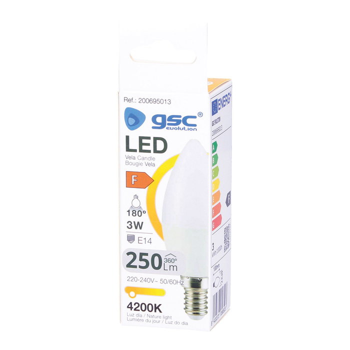 Bombilla LED vela 3W E14 4200K Blanco