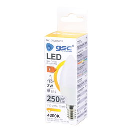 Bombilla LED vela 3W E14 4200K Blanco
