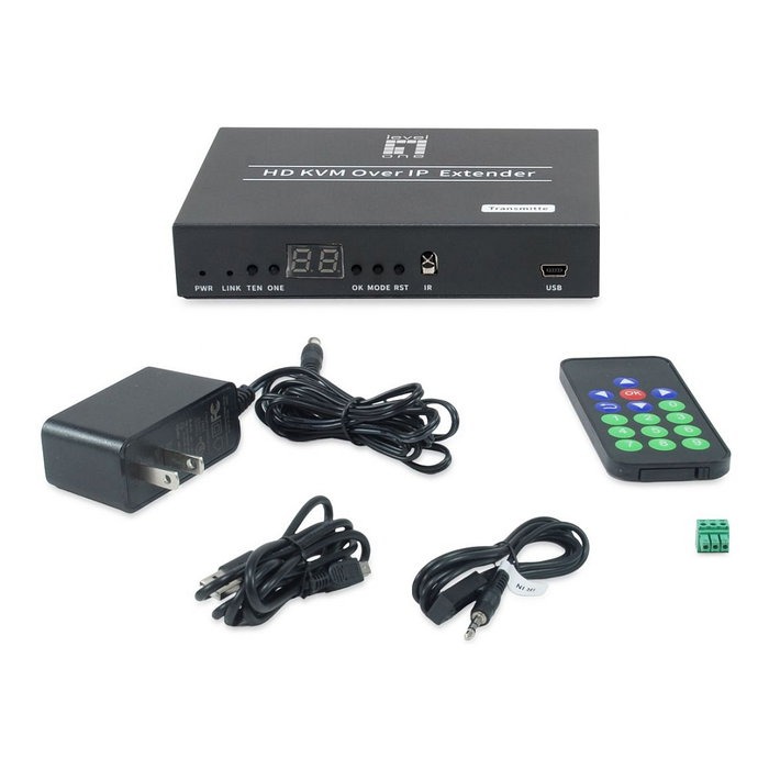 LevelOne Transmisor HDMI sobre IP PoE HVE-6701T - 1080p 60Hz, 150 m por Cable Cat, HDCP, IR, RS-232, Negro