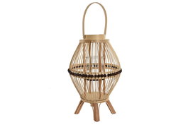 DKD Home Decor Portavelas Balines Natural Marron Ratan Cristal 31 x 46 x 31 cm (4 Unidades)