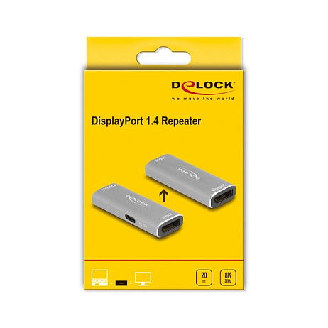 DeLOCK Repetidor Booster DisplayPort 1.4, 8K 30 Hz, Hasta 20 Metros, Resolución 7680 x 4320, Negro DeLOCK Repetidor Booster DisplayPort 1.4, 8K 30 Hz, Hasta 20 Metros, Resolución 7680 x 4320, Negro