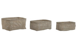 DKD Home Decor Set de 3 Cestas Textilena Beige