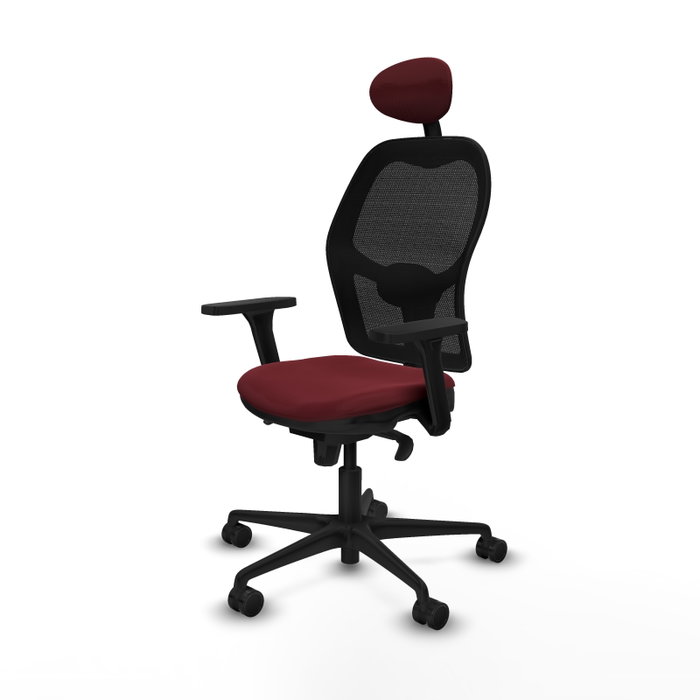 PIQUERAS Y CRESPO Silla de oficina Jorquera con mecanismo Sincro, Granate y Negro