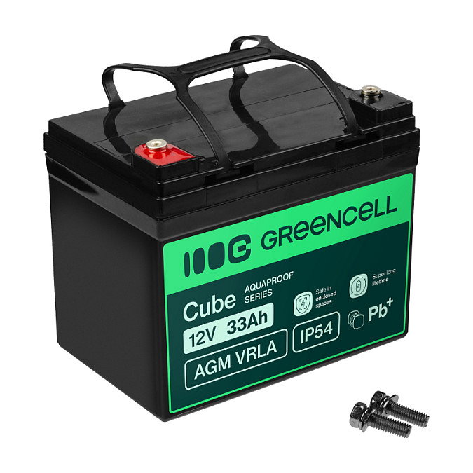 Green Cell Batería Cube AGM VRLA IP54 12V 33Ah para cortacéspedes y scooters Green Cell Batería Cube AGM VRLA IP54 12V 33Ah para cortacéspedes y scooters