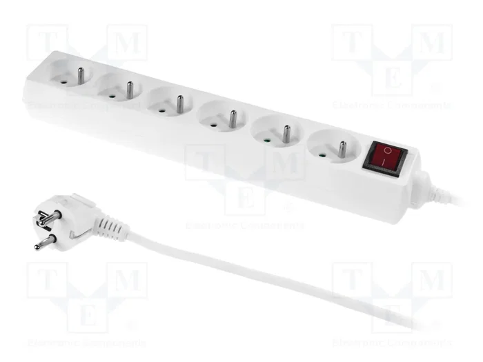 PLASTROL Prolongador de alimentación con interruptor, 6 tomas, 1,5m PLASTROL Prolongador de alimentación con interruptor, 6 tomas, 1,5m