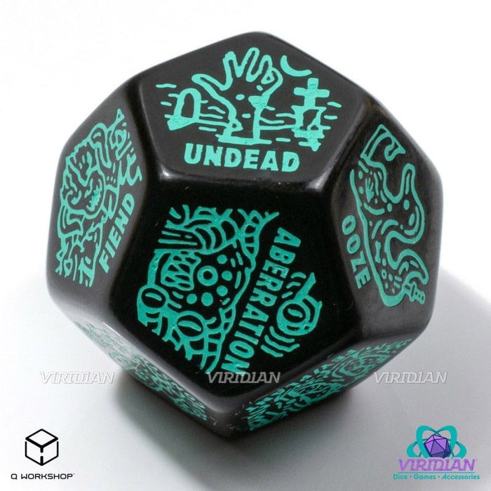 Viridian Jumbo dado Monster Generator Die D12 Negro