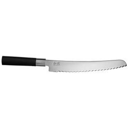 Kai Wasabi Black Cuchillo para Pan 23,0cm de Acero Inoxidable y Mango Negro/Plata de 36,4cm de largo total. *Nota: El título incluye detalles de la serie y dimensiones para distinguir la variante.***