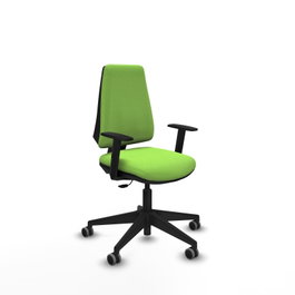 PIQUERAS Y CRESPO Silla de oficina Elche, Tela Pistacho, Brazos 1D, Base Negra