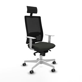 PIQUERAS Y CRESPO Silla de oficina Horna con mecanismo Sincro, Negro y Brazos Blancos