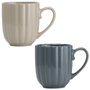 Day Mug 380 ml - Taza de Gres con Relieve y Asa, Capacidad 380 ml, Apto Lavavajillas, Colores Surtidos (Beige, Gris)