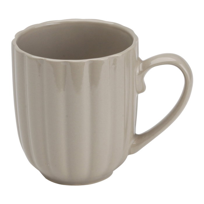 Day Mug 380 ml - Taza de Gres con Relieve y Asa, Capacidad 380 ml, Apto Lavavajillas, Colores Surtidos (Beige, Gris)