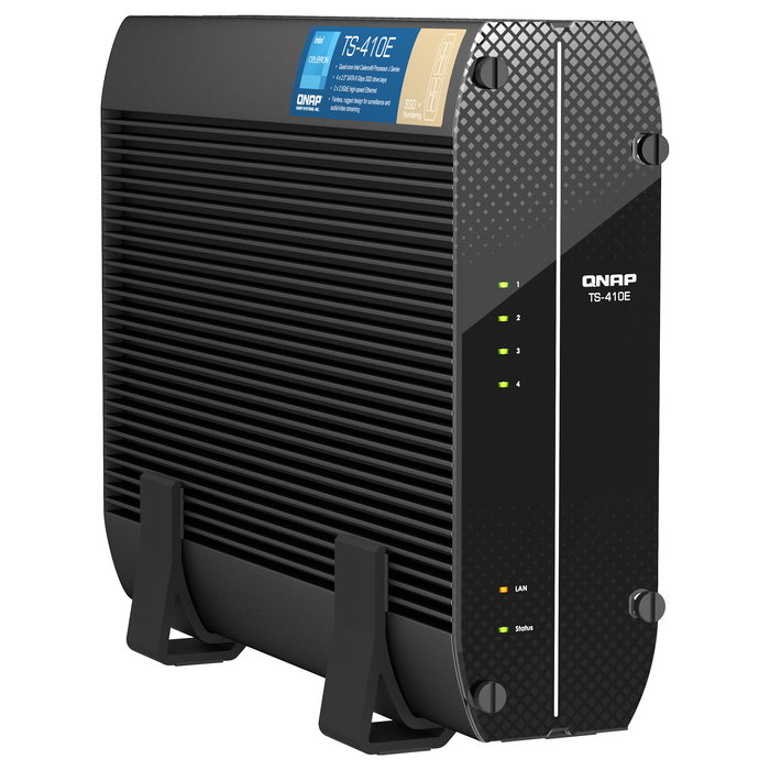 QNAP TS-410E-8G NAS 4-Bay Torre, Intel Celeron J6412 Quad-Core 2.6 GHz, 8 GB RAM, 4 Bahías SATA III 2.5", QTS 5.0.1, RAID 0/1/5/6/10/JBOD