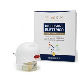 Flora Difusor Eléctrico Balsámico con Recarga 25 ml - Aceites Esenciales Puros para Bebés y Ambiente - Hasta 200 horas