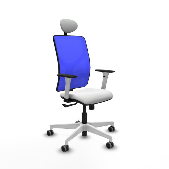 PIQUERAS Y CRESPO Silla de oficina Motilla con mecanismo Sincro, Blanco y Azul PIQUERAS Y CRESPO Silla de oficina Motilla con mecanismo Sincro, Blanco y Azul