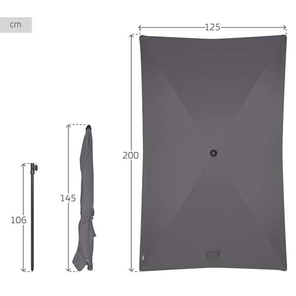 Aktive Sombrilla Balcón Orientable 125x200 cm Poliéster An – Color Baby