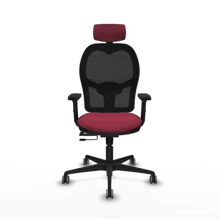 PIQUERAS Y CRESPO Silla de oficina Jorquera con mecanismo Sincro/Traslack, Granate y Negro