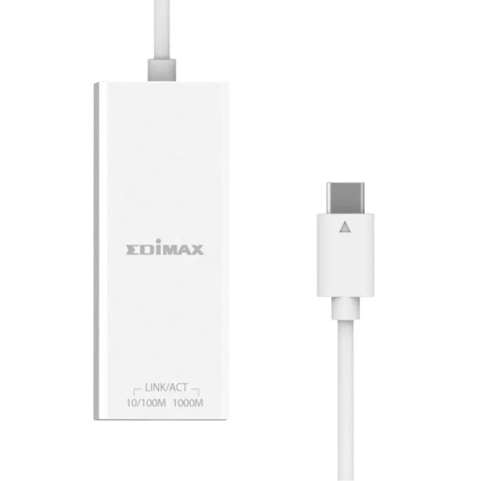 Edimax Adaptador USB-C Tipo C 3.2 Gen 1 a Ethernet Gigabit 1000 Mbps para Portátil - Blanco