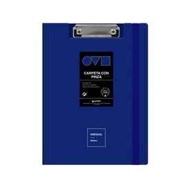 Grafoplás Carpeta A4 con Pinza 1550930, Tapa Polyfoam, Cierre Goma, Azul