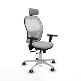 PIQUERAS Y CRESPO Silla de oficina Jorquera con mecanismo Sincro/Traslack, Gris claro y Blanco