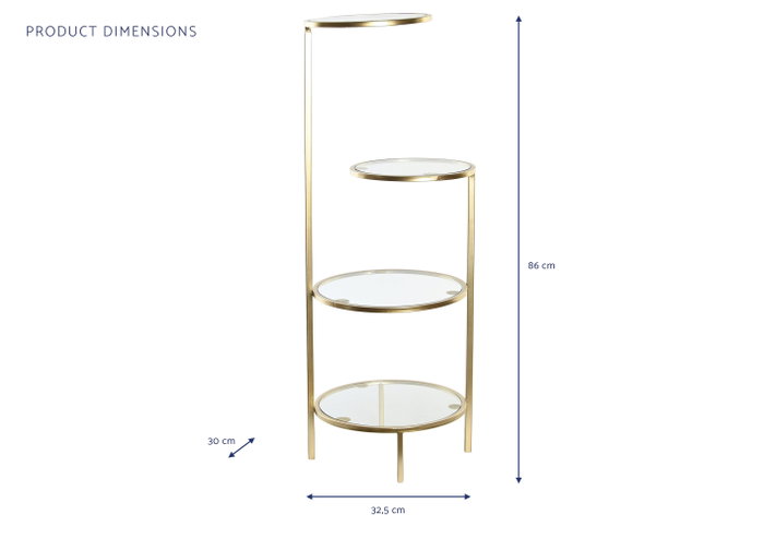DKD Home Decor Estantería Dorado Metal Cristal 30 x 86 x 32.5 cm con 4 Estantes