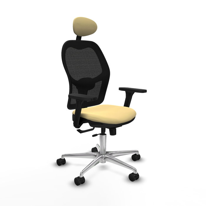 PIQUERAS Y CRESPO Silla de oficina Jorquera con Mecanismo Sincro/Traslack, Similpiel Crema y Malla Negra PIQUERAS Y CRESPO Silla de oficina Jorquera con Mecanismo Sincro/Traslack, Similpiel Crema y Malla Negra