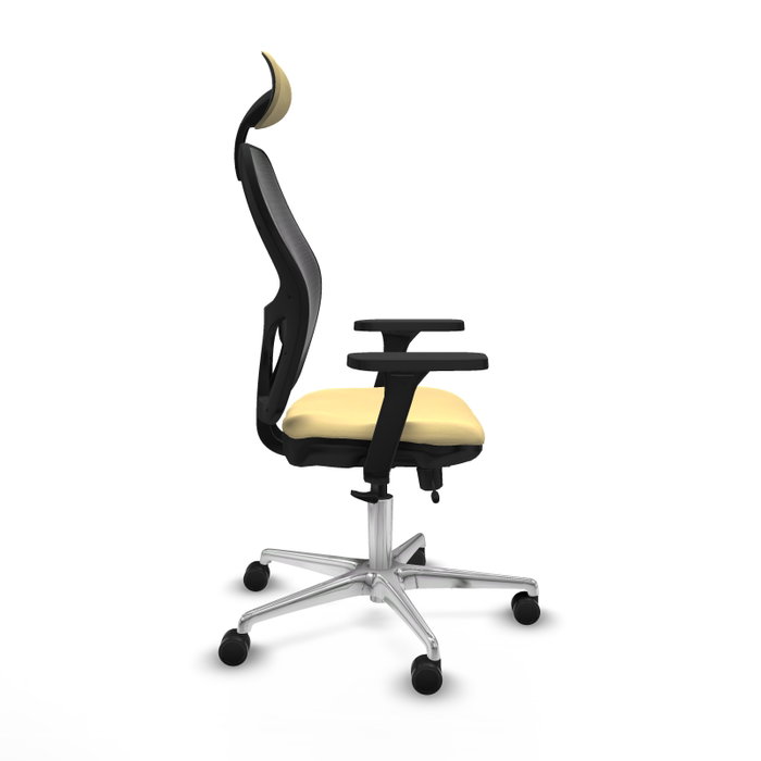 PIQUERAS Y CRESPO Silla de oficina Jorquera con Mecanismo Sincro/Traslack, Similpiel Crema y Malla Negra PIQUERAS Y CRESPO Silla de oficina Jorquera con Mecanismo Sincro/Traslack, Similpiel Crema y Malla Negra