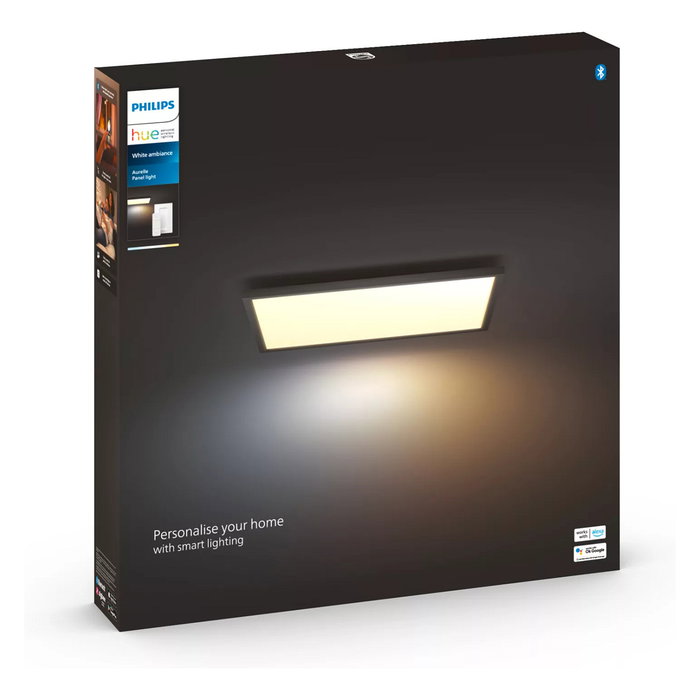 Philips Hue White Ambiance Aurelle Panel Cuadrado LED 60x60 cm, Luz de Techo Inteligente Bluetooth, Negro, Control por App, IP20