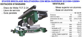 STAYER Ingletadora con Mesa Superior SC210BW 1200W