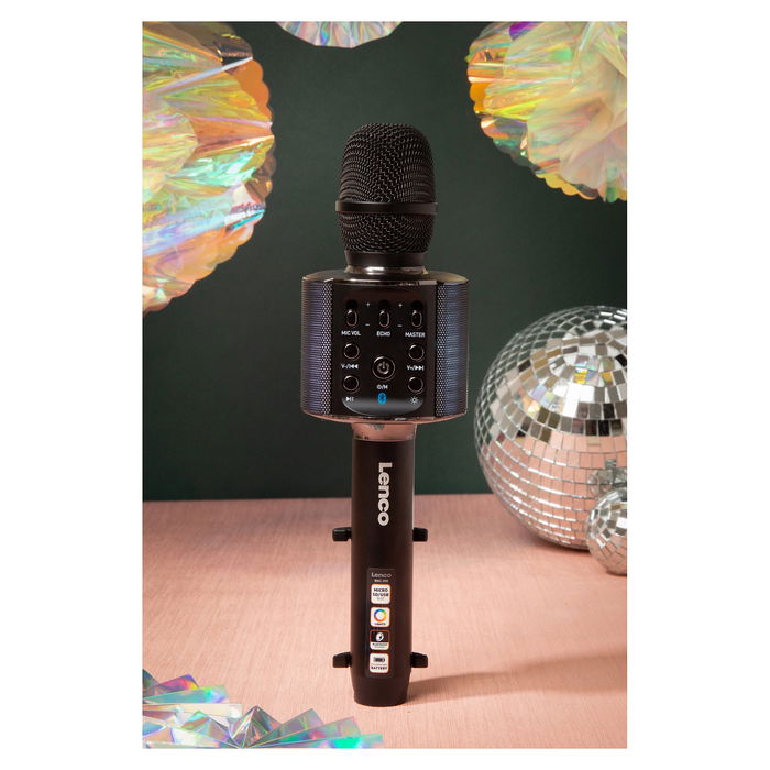 Lenco BMC-090 Micrófono Karaoke Inalámbrico Bluetooth Negro Metal Plástico 10m Batería 8h 5W