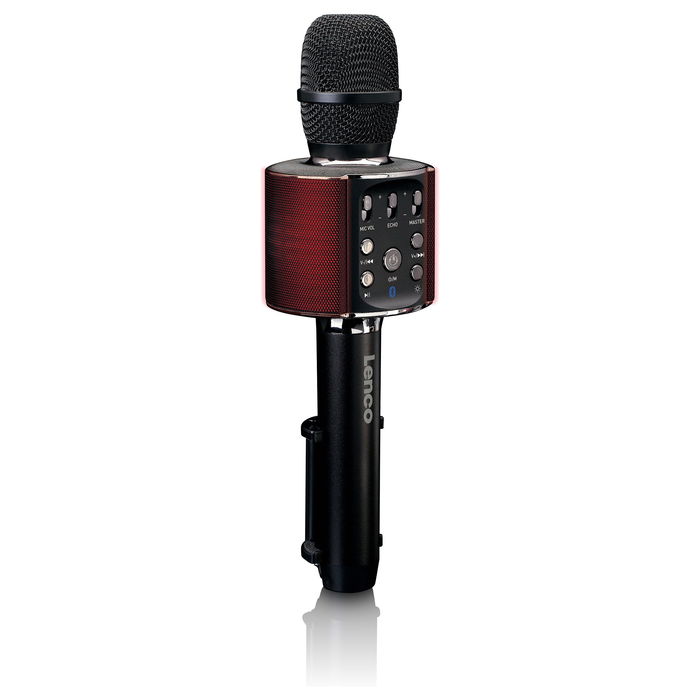 Lenco BMC-090 Micrófono Karaoke Inalámbrico Bluetooth Negro Metal Plástico 10m Batería 8h 5W