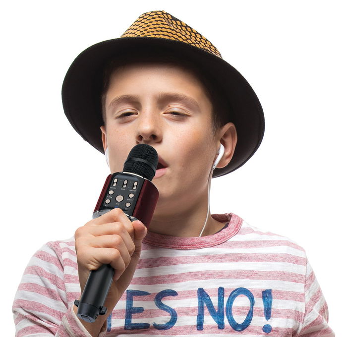 Lenco BMC-090 Micrófono Karaoke Inalámbrico Bluetooth Negro Metal Plástico 10m Batería 8h 5W