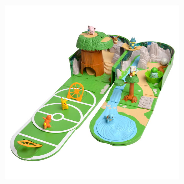 Jazwares Playset Mundo Pokemon Transformable, 6 Zonas de Juego, Escenarios, Area de Batalla, Lago, Casa del Arbol, Juguete Coleccionable Jazwares Playset Mundo Pokemon Transformable, 6 Zonas de Juego, Escenarios, Area de Batalla, Lago, Casa del Arbol, Juguete Coleccionable