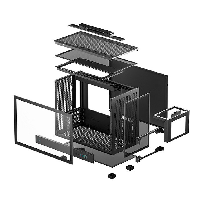 DeepCool CH160 PLUS, Caja PC Small Form Factor, Micro ATX/Mini-ITX, Negro, Ventana Vidrio Templado