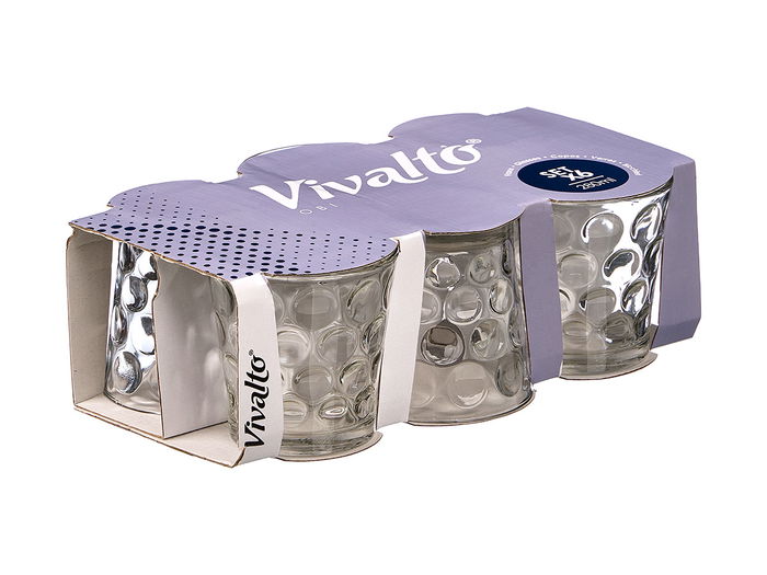 Vivalto Set 6 Vasos Puntos 280ml Vidrio Transparente 27x9x16cm (Set de 8)