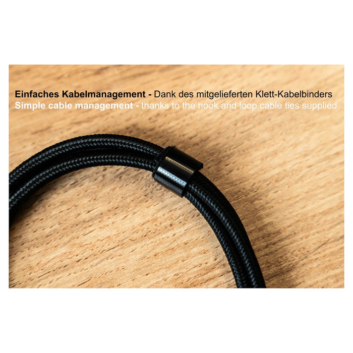 GoodConnections USB-C 2.0 Cable 1m con Pantalla Digital, Textilmantel, 100W, Grafito