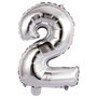 Party Time Globo Cifra 2 Plata Altura 35 cm para Cumpleaños y Aniversarios